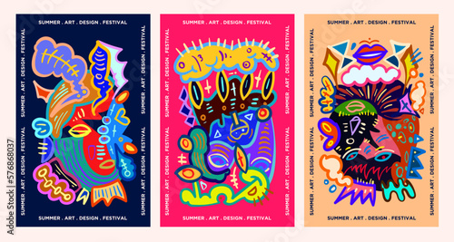Vector Colorful Ethnic Art and Design illustration for Summer Festival Background