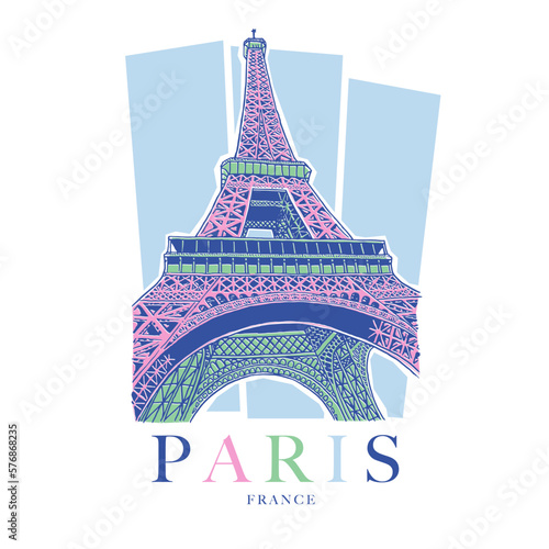 HAND DRAWN PARIS EIFFEL TOWER ARCHITECTURE CONTEMPORARY TOURIST TRAVEL VACATION CITY VINTAGE TSHIRT TEE PRINT FOR APPAREL MERCHANDISE