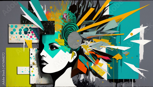 Metamorphosis: A Central Figure Transformed by Digital and Collage Elements