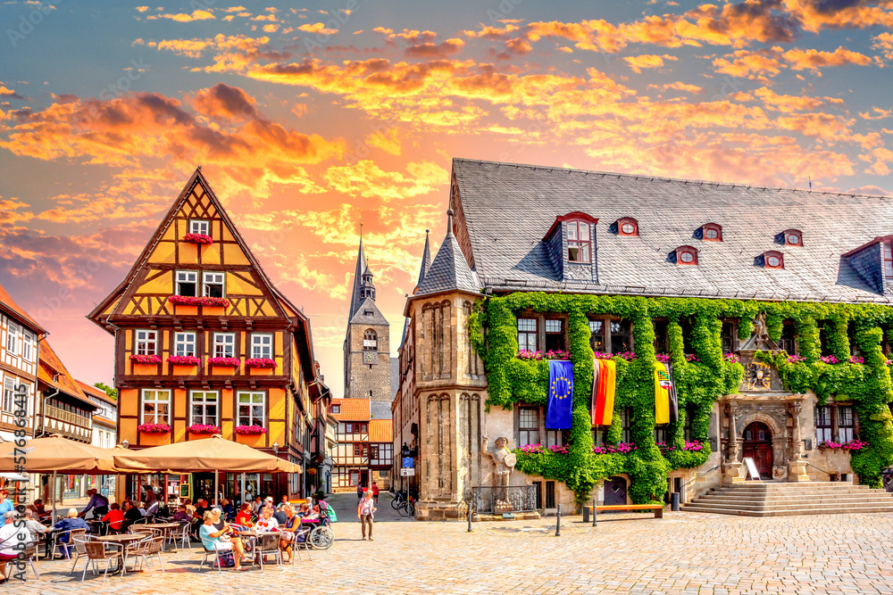 Altstadt, Quedlinburg, Deutschland  - obrazy, fototapety, plakaty 