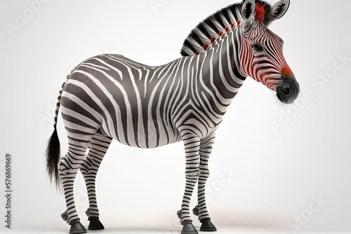 Photos of a single Grevy s zebra on a white background. Generative AI
