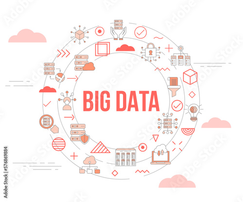 big data concept with icon set template banner and circle round shape photo