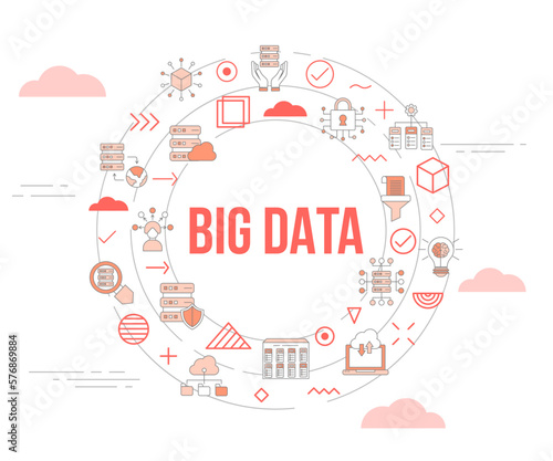 big data concept with icon set template banner and circle round shape