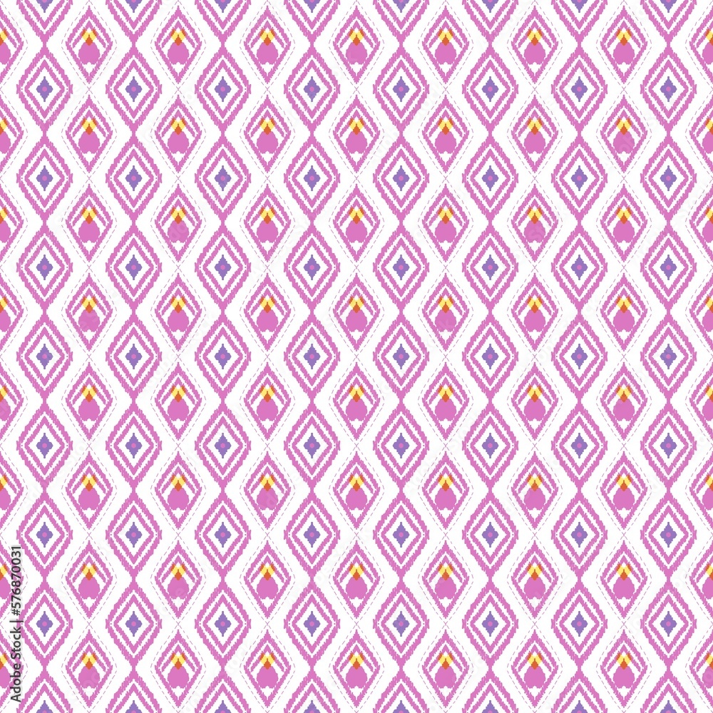 Abstract ethnic ikat chevron pattern background, carpet, card, wallpaper, clothing, wrapping, batik, fabric, vector illustration, embroidery style, background for decoration.
