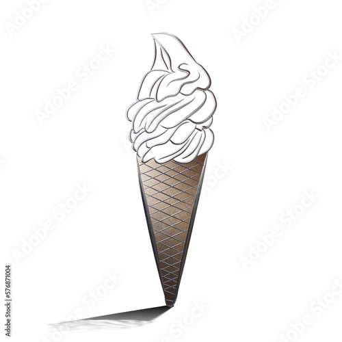 3D ILLUSTRATION ICE CREAM WITH SILVER TRACES