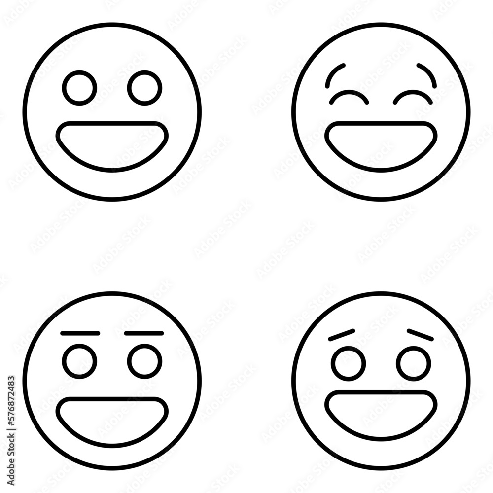 Fototapeta premium Facial Expression Vector Line Icons