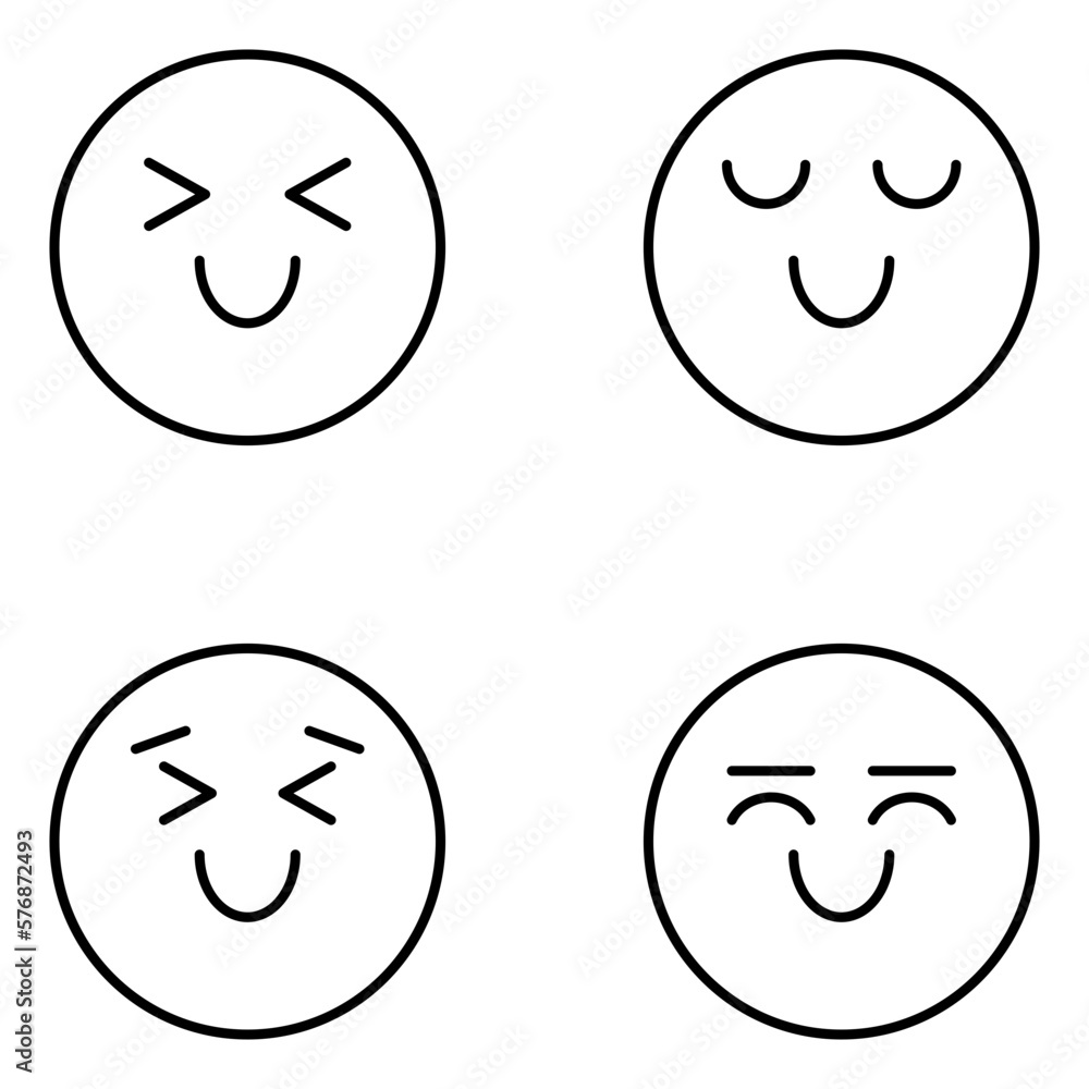 Fototapeta premium Facial Expression Vector Line Icons