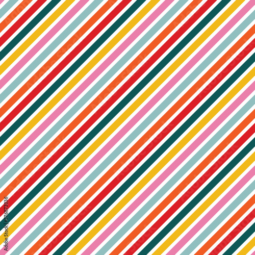 Diagonal Stripes Seamless Pattern - Colorful and bright striped repeating pattern design