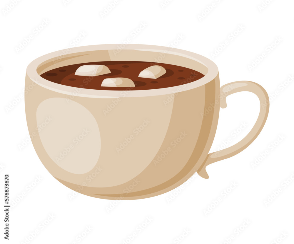 Hot chocolate cup with marshmallows cartoon vector illustration Hot chocolate cup with marshmallows cartoon vector illustration
