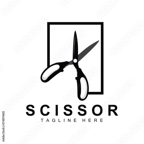 Scissors Logo Design, Barbershop Shaver Vector, Babershop Scissors Brand Illustration photo