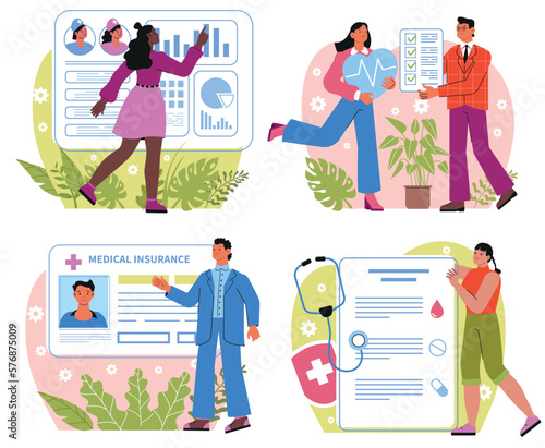 Set of medical insurance illustrations