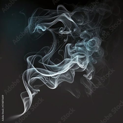 Realistic cigarette smoke wave. Ai art. Fog or Haze on dark background