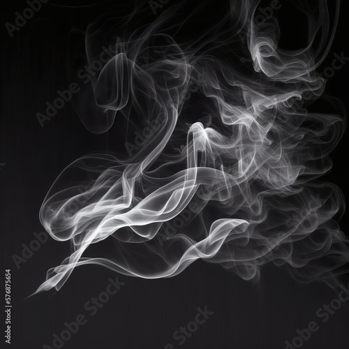 Realistic cigarette smoke wave. Ai art. Fog or Haze on dark background