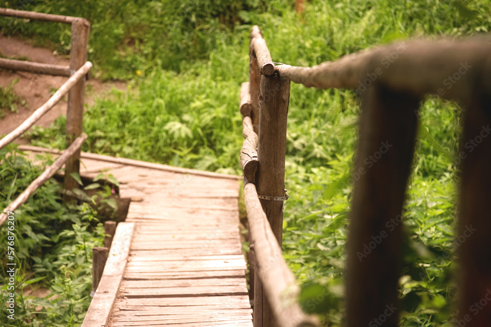 wooden bridge in the village wooden bridge in the village