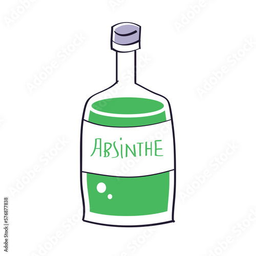 Green absinthe bottle isolated vector illustration