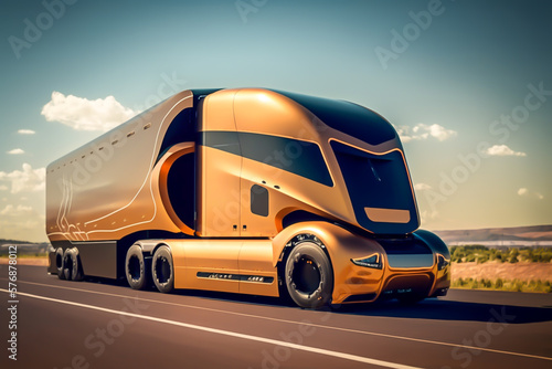 Autonomous truck of the future, generative ai © VicenSanh