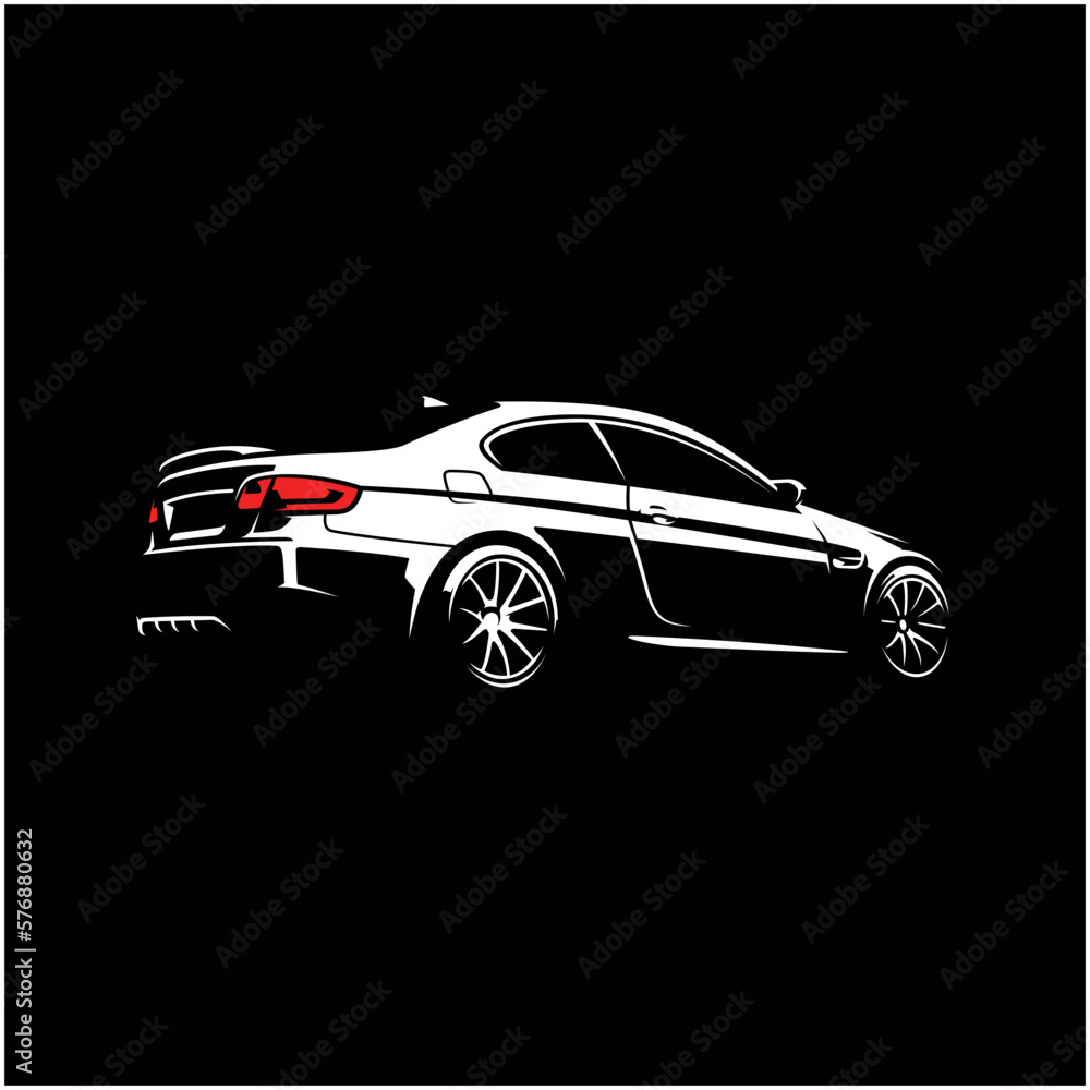 silhouette of the car in black background