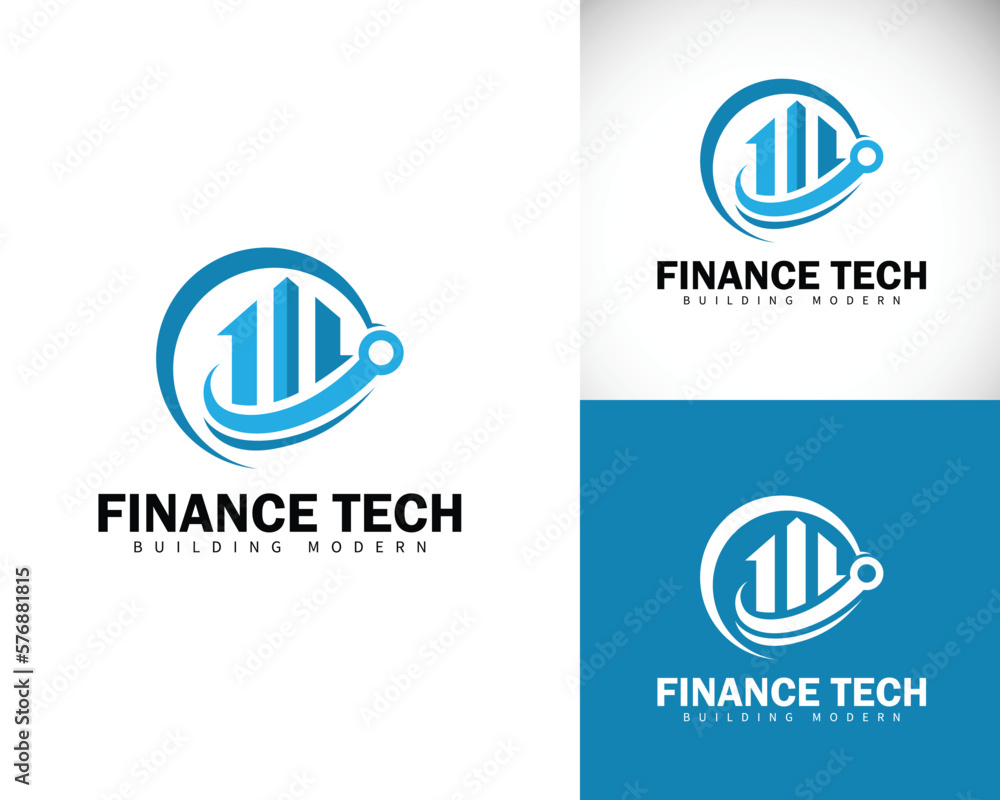 finance tech logo creative building city growth market digital finance tech logo creative building city growth market digital