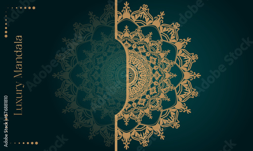 Luxury Decorative Golden Islamic Mandala Background Invitation Card for Print, Poster, Cover Template