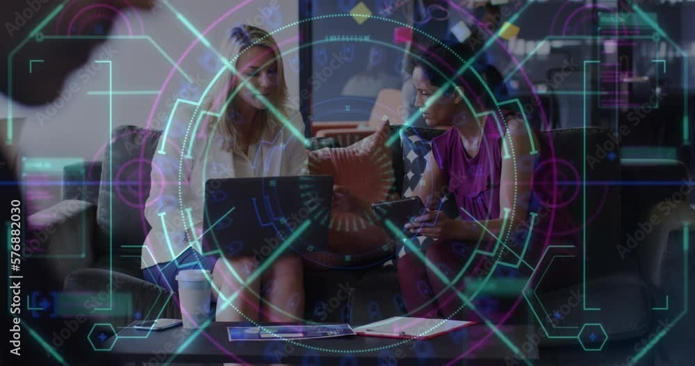 custom made wallpaper toronto digitalAnimation of financial data processing over diverse business people in office