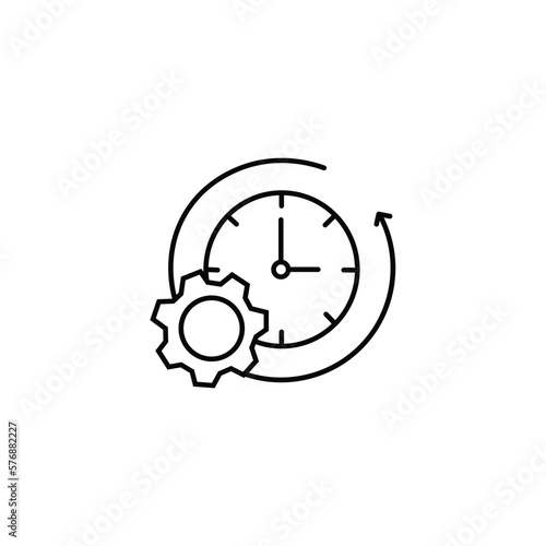 Gear, time, clock icon. Simple line, outline vector of icons for ui and ux, website or mobile application