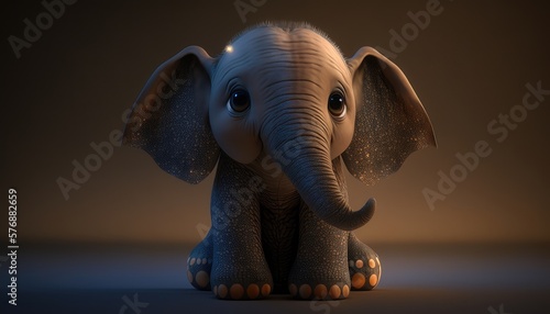 super cute baby elephant in cartoon style. Created with Generative AI.