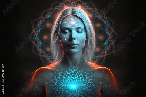Wallpaper Mural Third Eye Chakra Opening - Blonde Woman - Isolated Backdrop - Generative AI Illustration  Torontodigital.ca