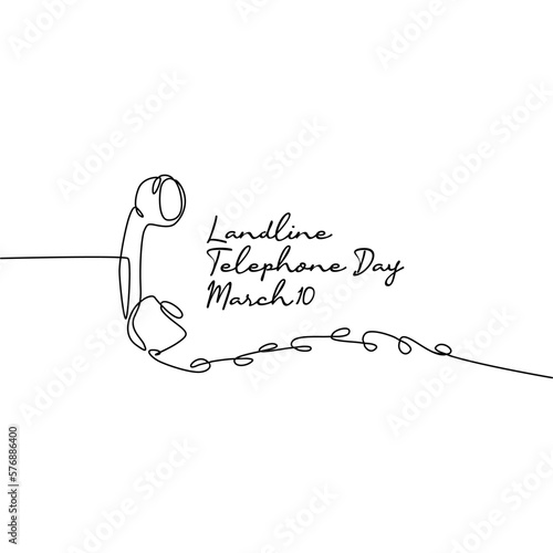 single line art of landline telephone day good for national landline telephone day celebrate. line art. illustration.