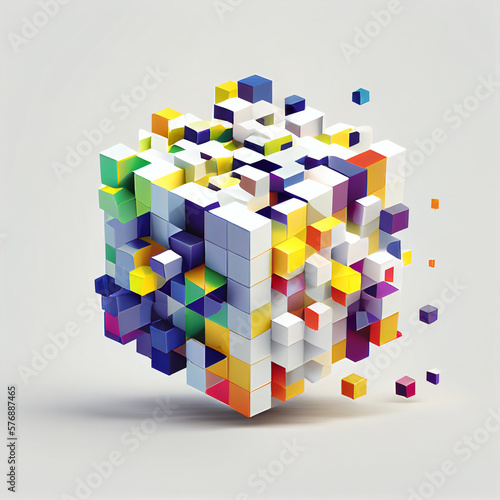 Colorful 3D abstract using Artificial Intelligence technology
