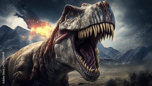 Powerful dinosaur roaring digital art illustration © Artcuboy