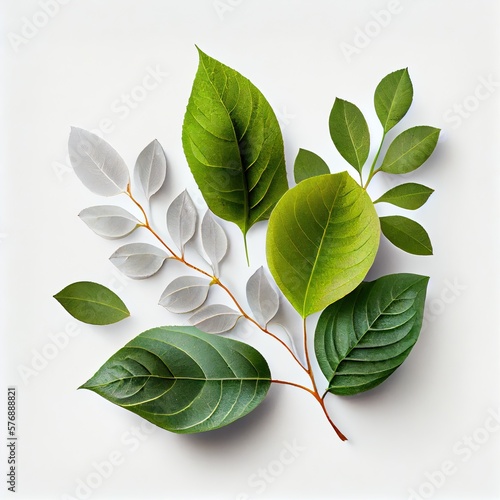 green plant branch on a white background, generative AI