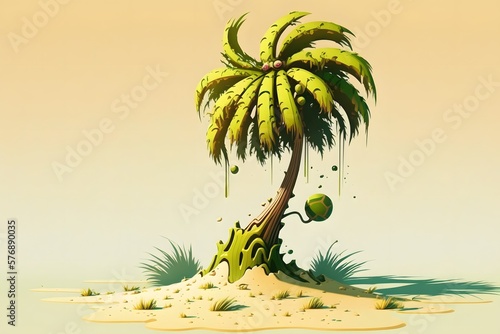 cartoon palm tree created using AI Generative Technology
