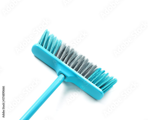 Broom for cleaning isolated on white background  closeup