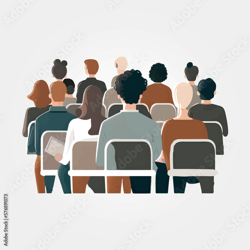 Group of people with their backs watching a lecture