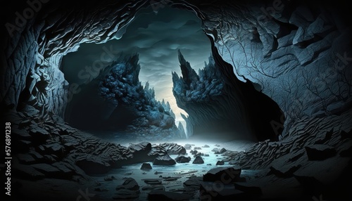 Ominous night cave