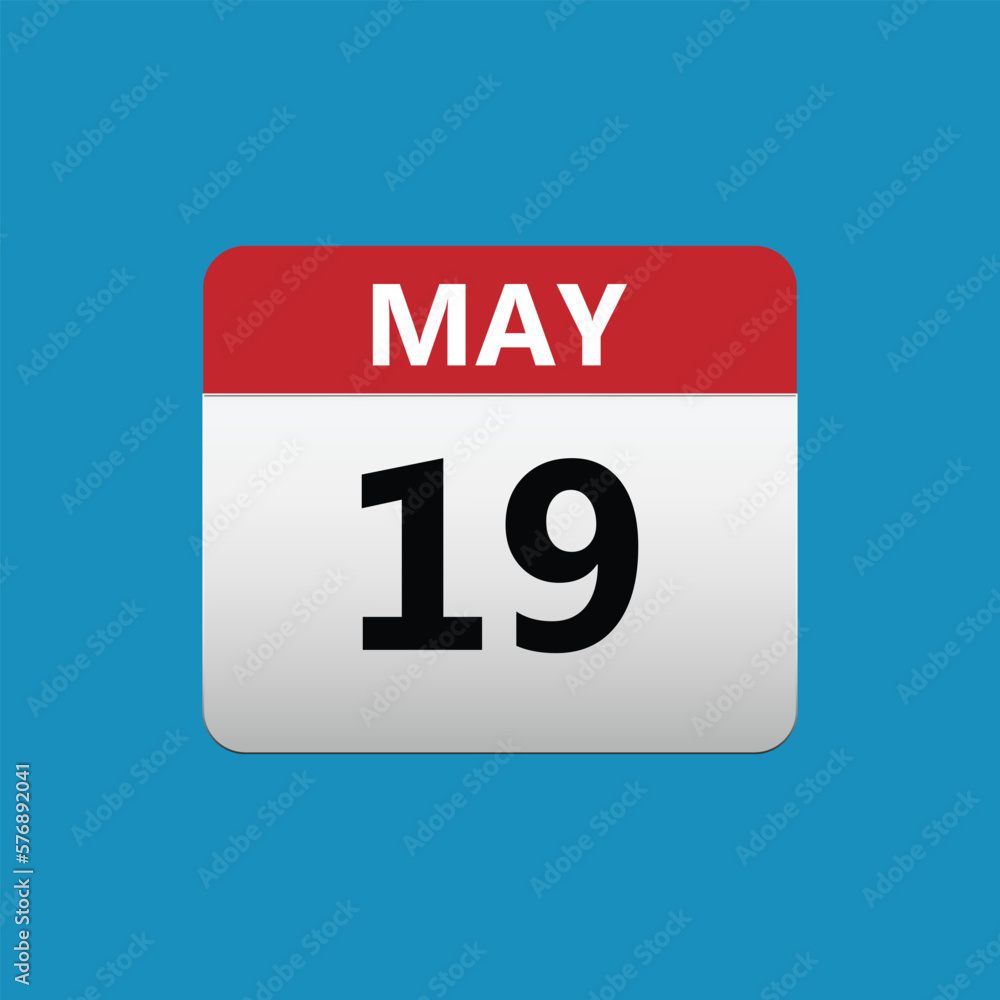 19th May calendar icon. May 19 calendar Date Month icon. Vector illustration 19th May calendar icon. May 19 calendar Date Month icon. Vector illustration