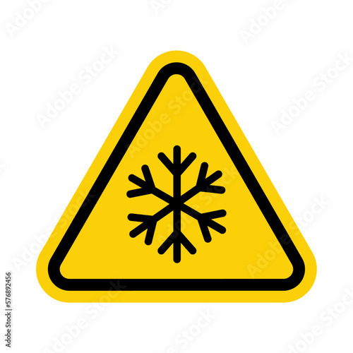 ISO Triangle Warning Sign: IS W010 - Freezing Hazard Frostbite Symbol (IS-2024)