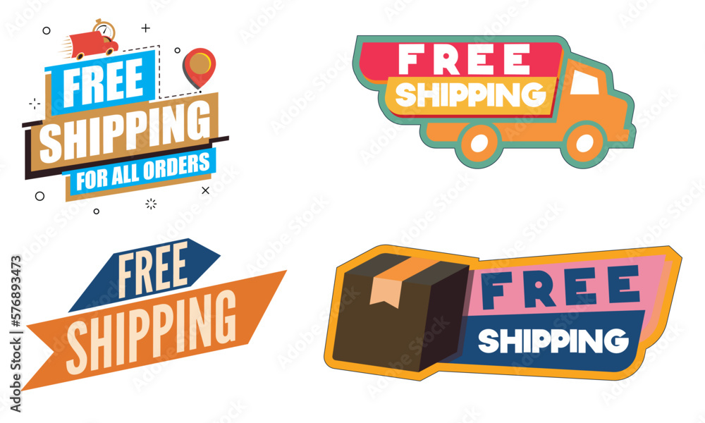 Free shipping offer, free delivery vector, Free fast shipping banner, Set of delivery free shipping badge Free shipping offer, free delivery vector, Free fast shipping banner, Set of delivery free shipping badge