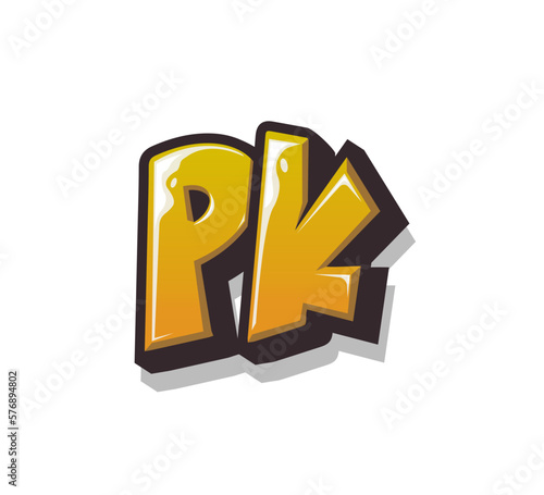 Vector Logo Graffiti Handlettering Initial Letter PK