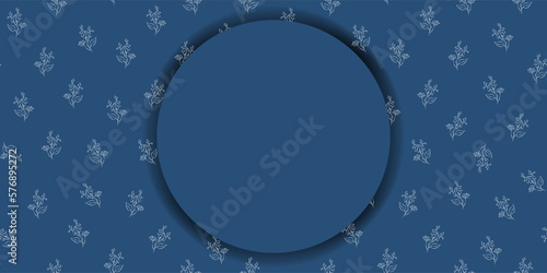 Vector. Chamomile flower background, copy space for text. Horizontal 
blue template for card, wedding invitation, party invitation, flyer, cover, brochur, social network. Hand-drawn sketch.