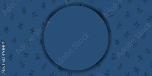 Vector. Chamomile flower background, copy space for text. Horizontal 
blue template for card, wedding invitation, party invitation, flyer, cover, brochur, social network. Hand-drawn sketch.