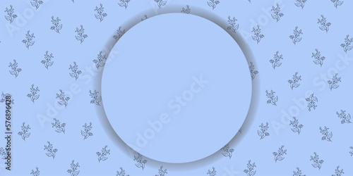 Vector. Chamomile flower background, copy space for text. Horizontal 
blue template for card, wedding invitation, party invitation, flyer, cover, brochur, social network. Hand-drawn sketch.