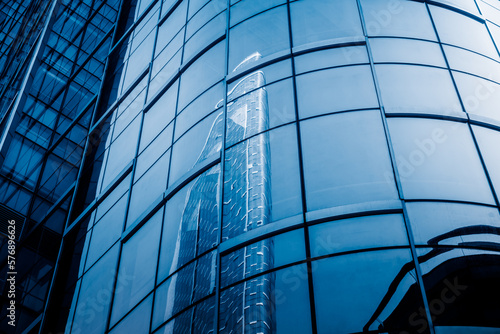 Close-Up of Modern Office Buildings in city of China.