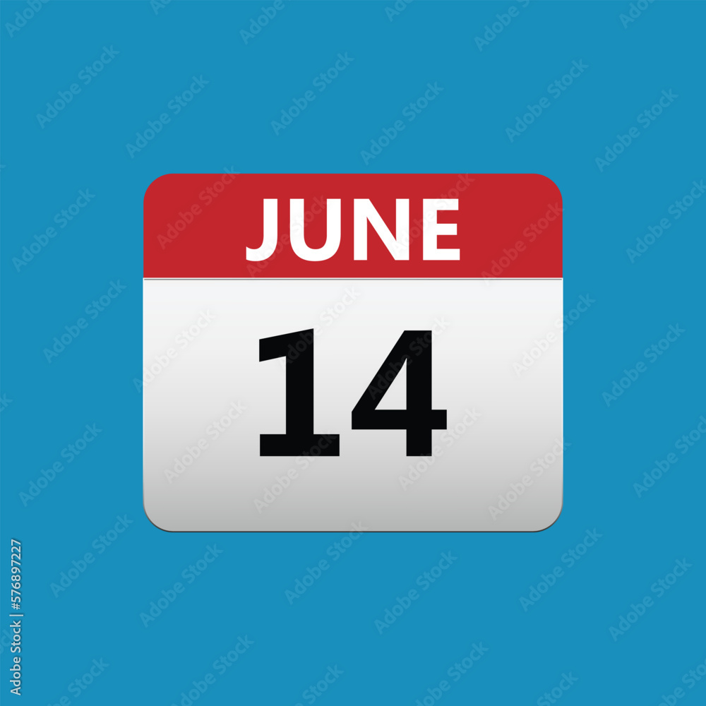 14th June calendar icon. June 14 calendar Date Month icon 14th June calendar icon. June 14 calendar Date Month icon
