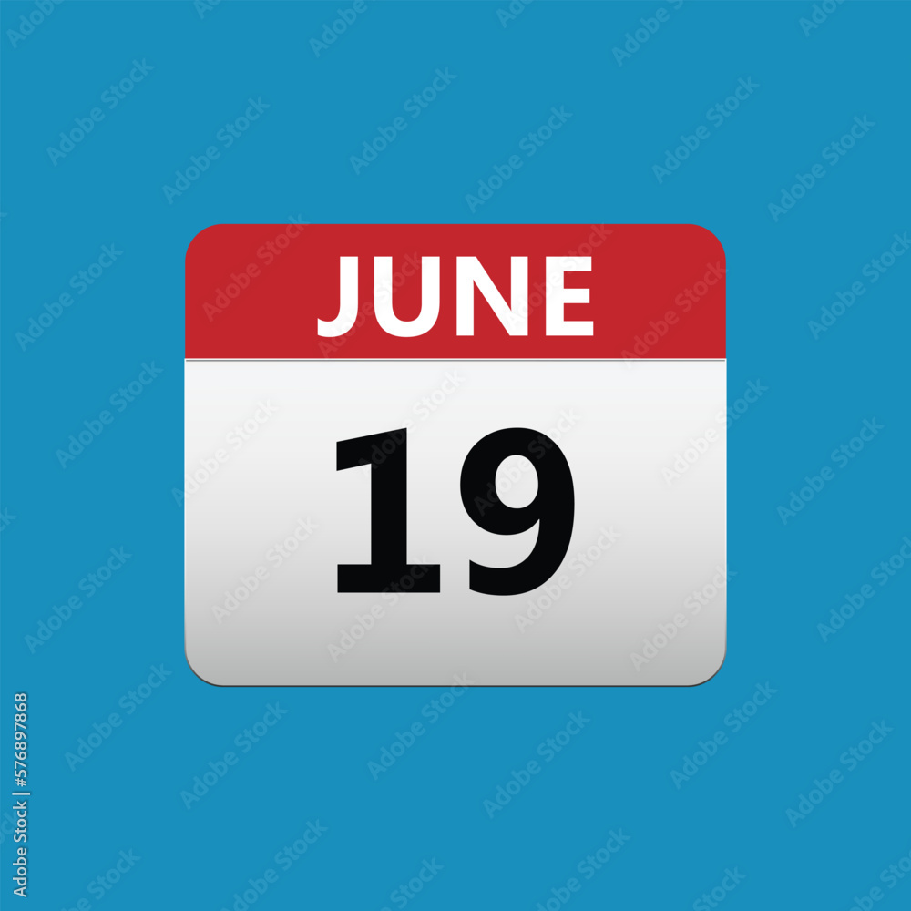 19th June calendar icon. June 19 calendar Date Month icon 19th June calendar icon. June 19 calendar Date Month icon