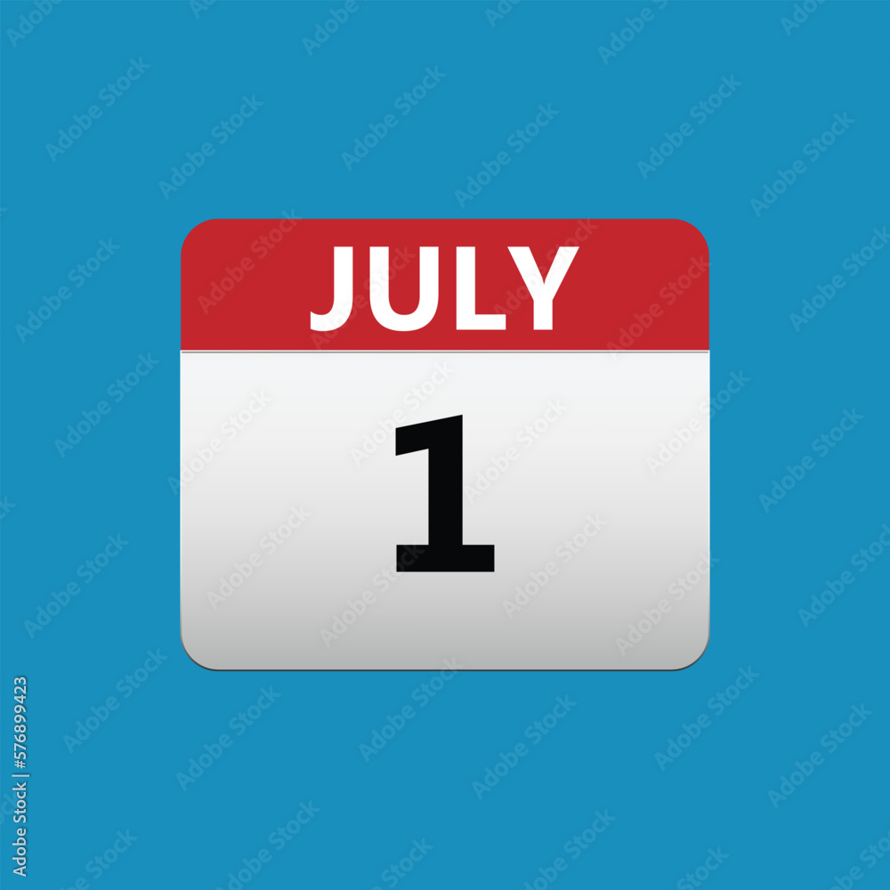 1th July calendar icon. July 1 calendar Date Month icon vector illustrator 1th July calendar icon. July 1 calendar Date Month icon vector illustrator