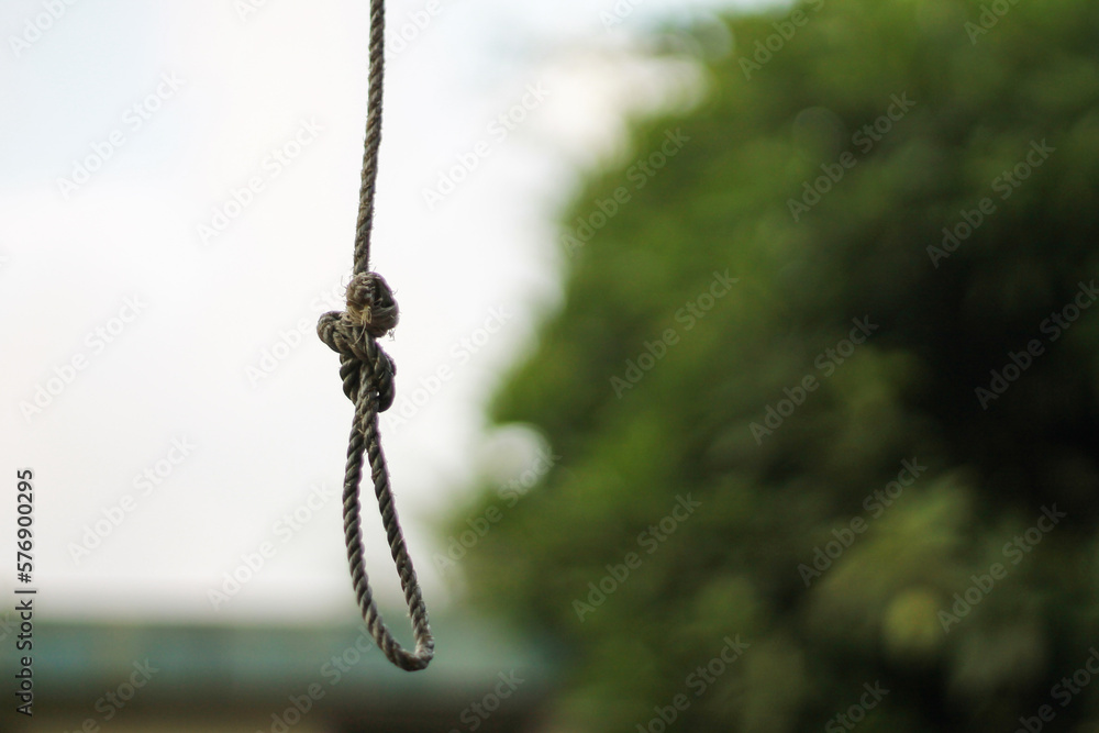 a photo of a hanging rope with a blurred background a photo of a hanging rope with a blurred background