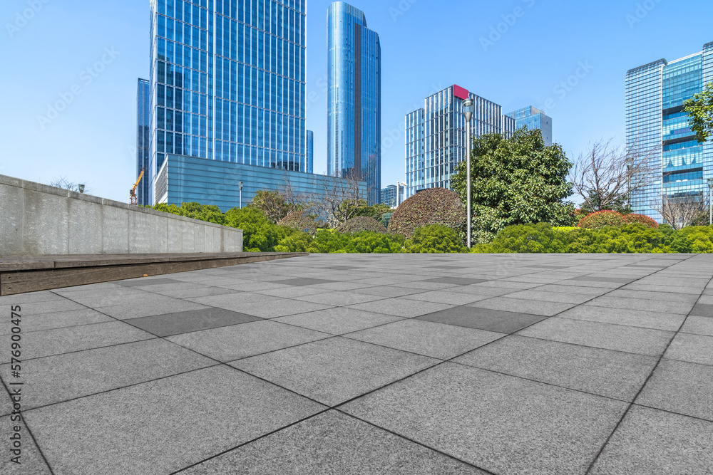 Fototapeta premium modern buildings and empty pavement in china.