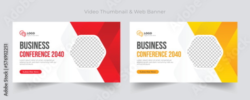 Business conference YouTube thumbnail and social media web banner template