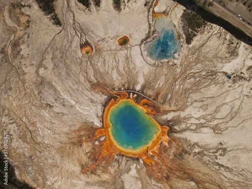 Colorful geysers in Yellowstone National Park in USA